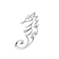 Silver seahorse-shaped pendant on a white background