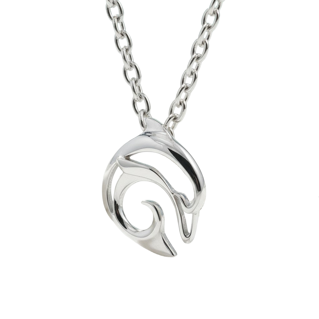 Silver necklace with a unique dolphin pendant