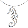 Silver seahorse pendant box chain necklace
