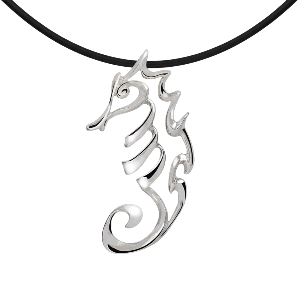 Rope Necklace Beach Jewelry Art Seahorse Silver 925 Ocean 