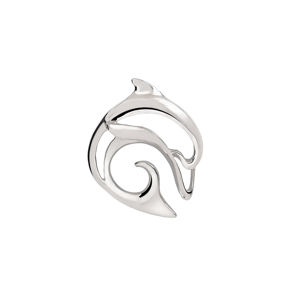 Silver dolphin pendant on a white background