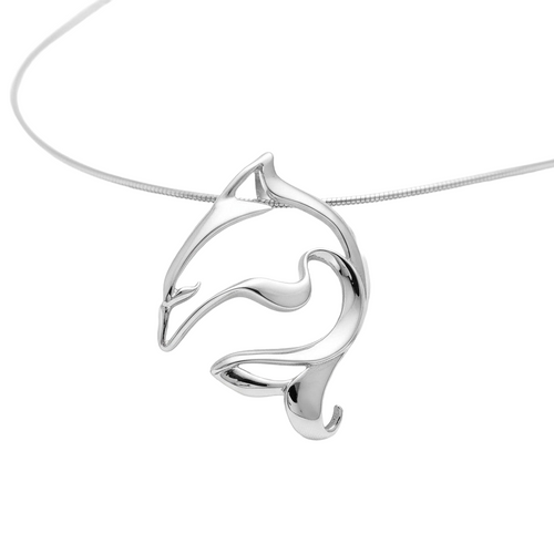Silver dolphin pendant necklace