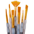 Set of soft grip silicone painting brushes with gold ferrules