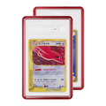 TAG graded Pokémon TCG card in Ruby protective case, with the front card showing graded Pokemon 2001 Pidgeot E-Card 1st Edition Holographic Base Expansion 123 expansion with a 10/10 grading label 10 and and a partial view of the Rear of card while a partial view of the rear of the card is visible
