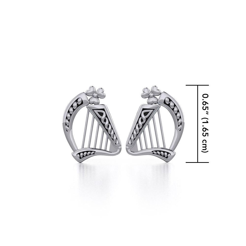 Celtic Harp Sterling Silver Earrings