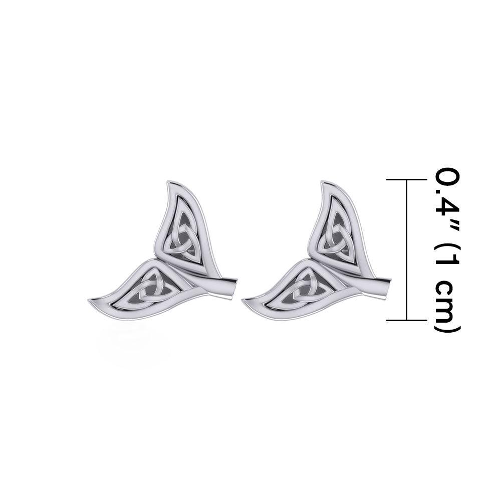 Whale Tail Silver Post Earrings