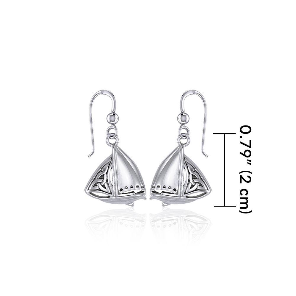 Celtic Knots Silver Sailboat Hook Earrings
