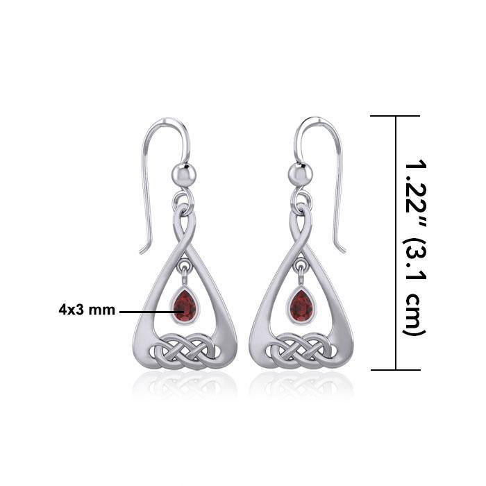 Celtic Knot Silver Earrings Gemstone