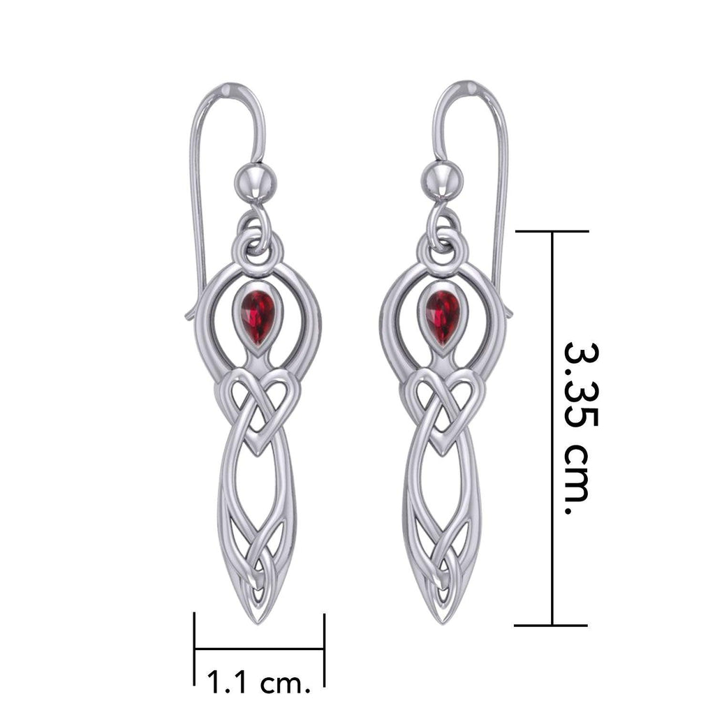 Celtic Knotwork Goddess with Gemstone Silver Earrings
