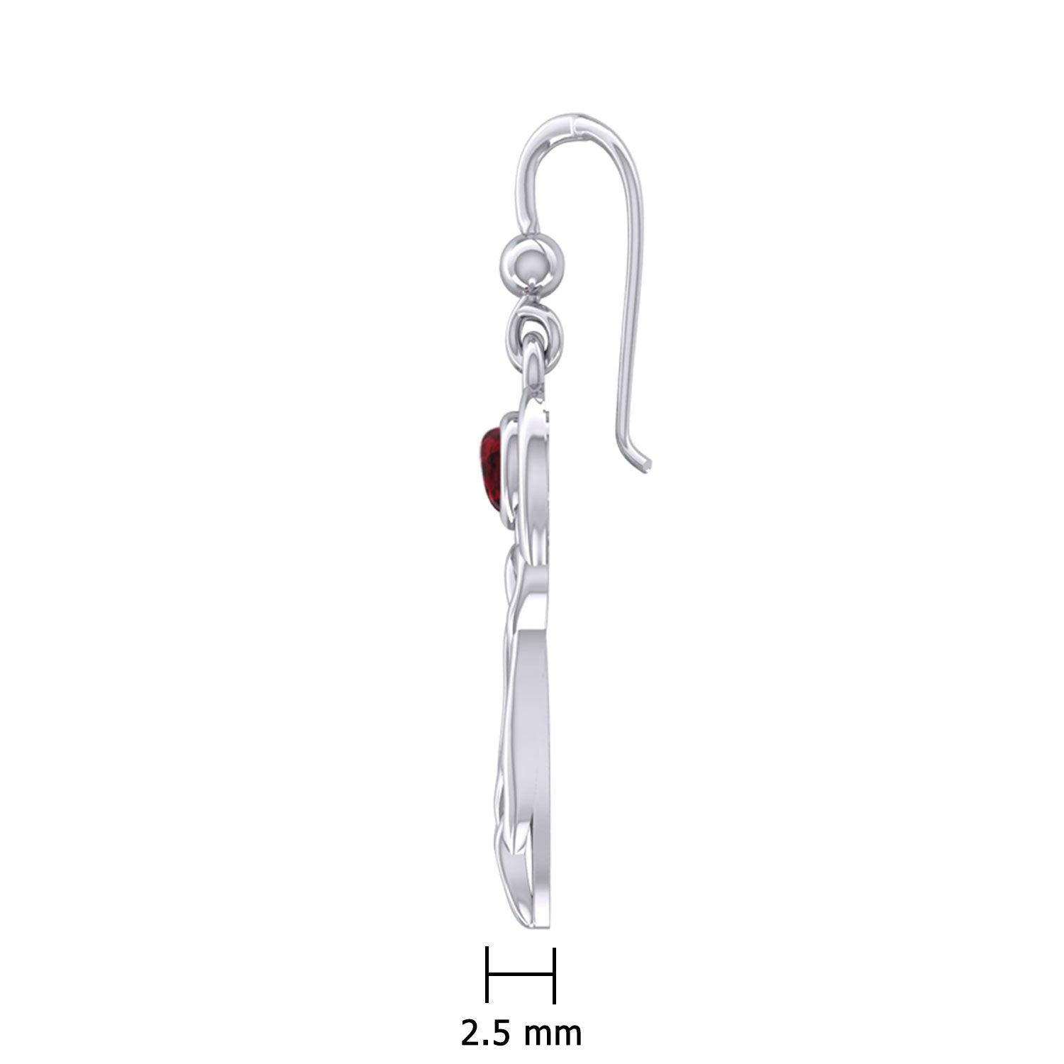 Celtic Knotwork Goddess with Gemstone Silver Earrings