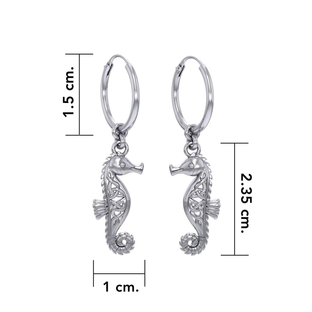 Celtic Knots Seahorse Silver Earrings