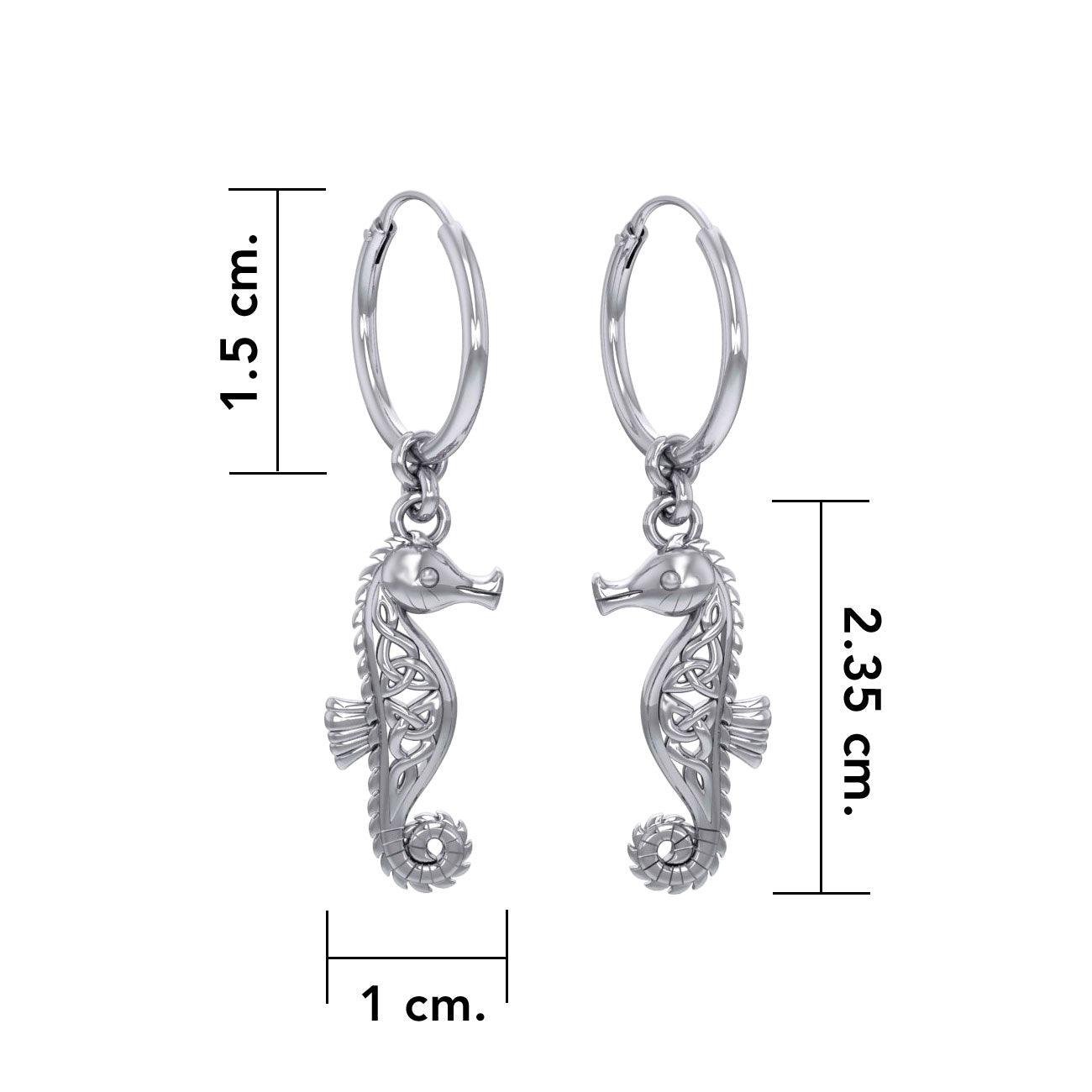 Celtic Knots Seahorse Silver Earrings
