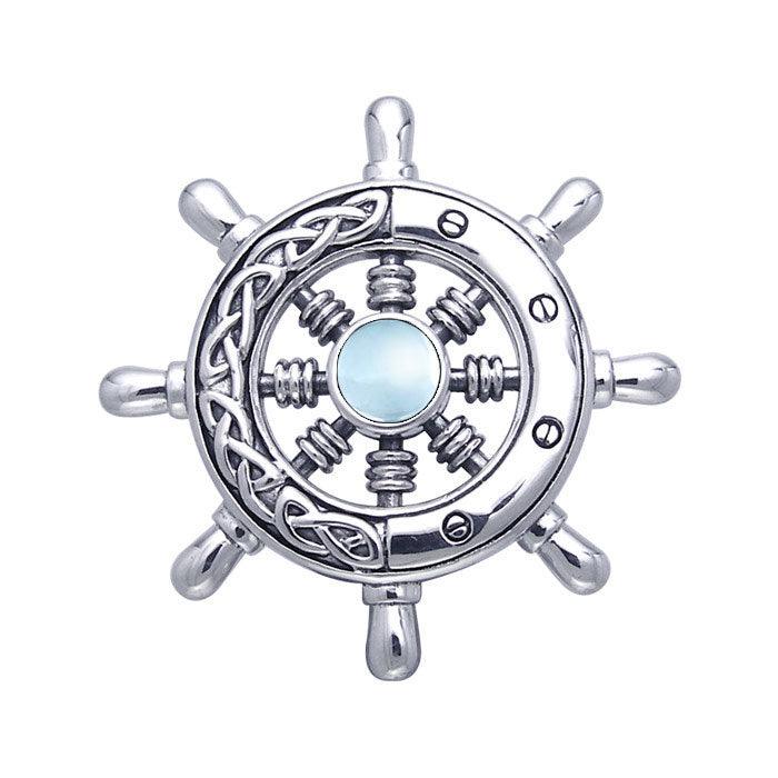 Large Celtic Ship Wheel Sterling Silver Pendant