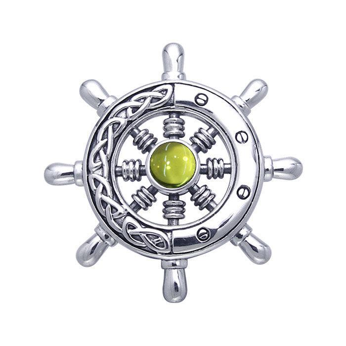 Large Celtic Ship Wheel Sterling Silver Pendant