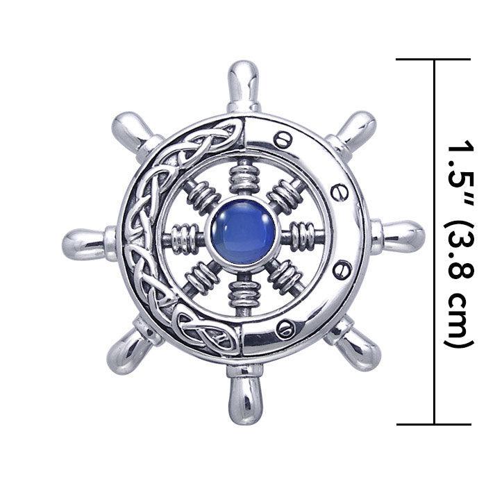 Large Celtic Ship Wheel Sterling Silver Pendant