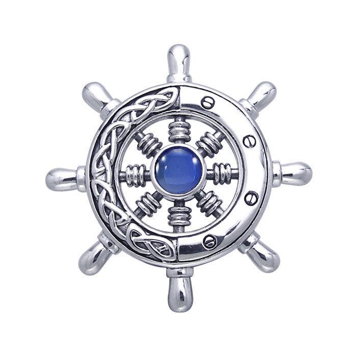 Large Celtic Ship Wheel Sterling Silver Pendant