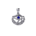 Eye of Horus with Celtic Knot Crescent Moon Silver Pendant