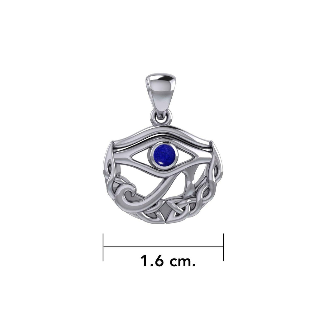 Eye of Horus with Celtic Knot Crescent Moon Silver Pendant
