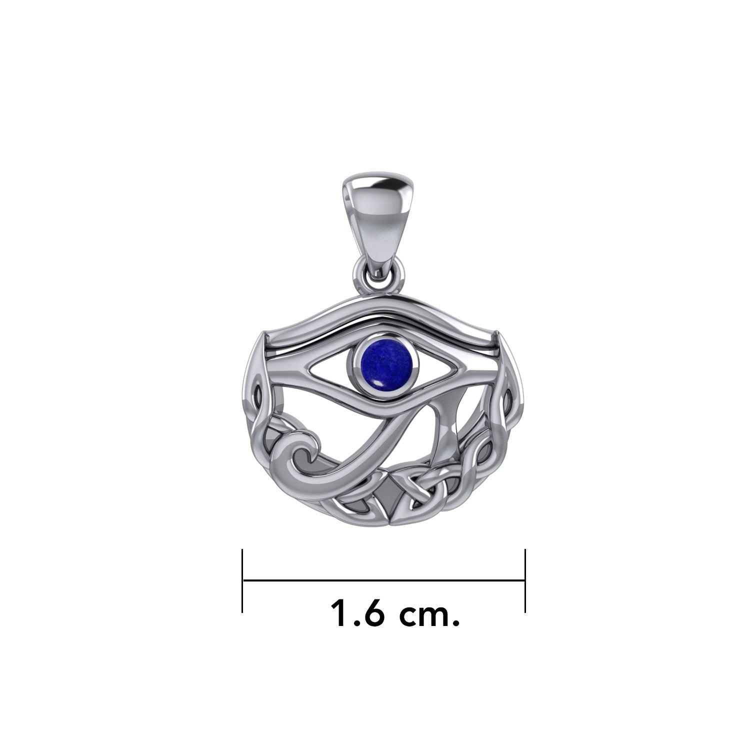 Eye of Horus with Celtic Knot Crescent Moon Silver Pendant