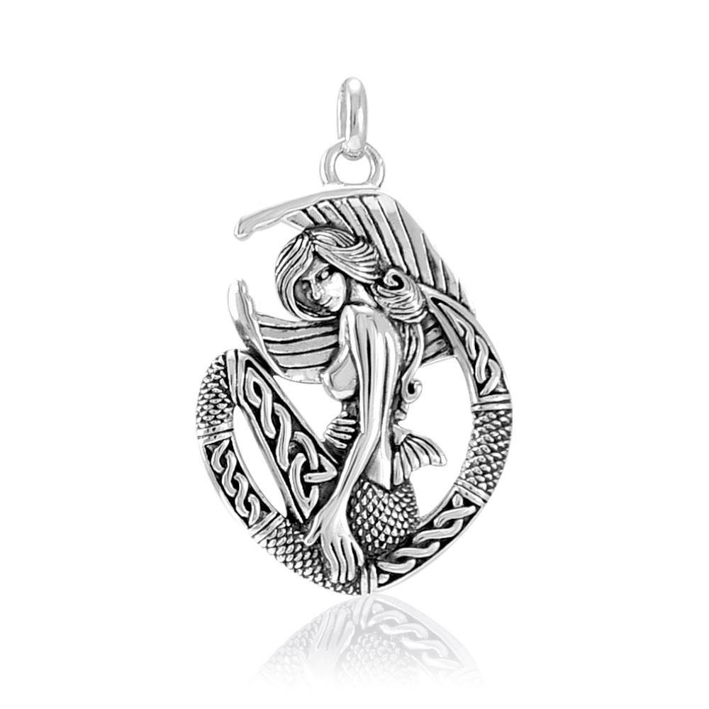Celtic Mermaid Goddess Sterling Silver Pendant