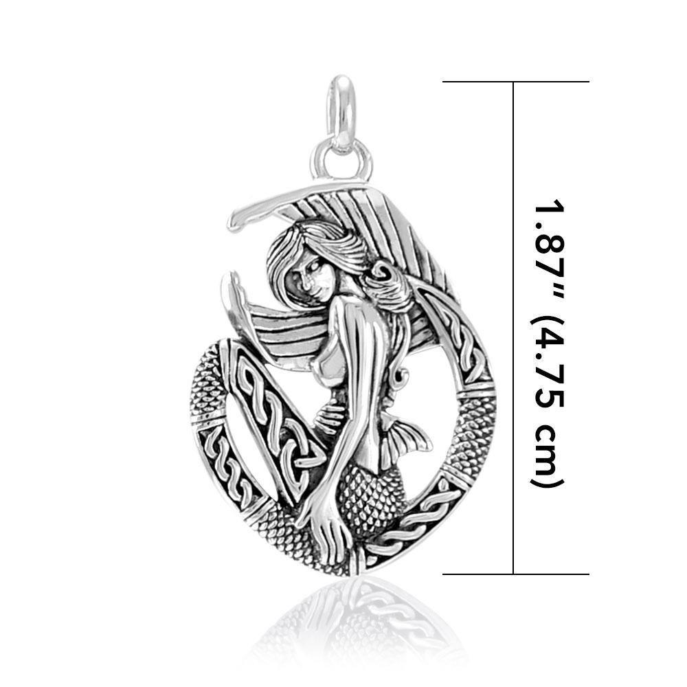 Celtic Mermaid Goddess Sterling Silver Pendant