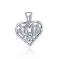 Sea Turtles with Celtic Triquetra in Heart Sterling Silver Pendant