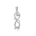 Infinity Cat with Heart and Celtic Trinity Knot Sterling Silver Pendant