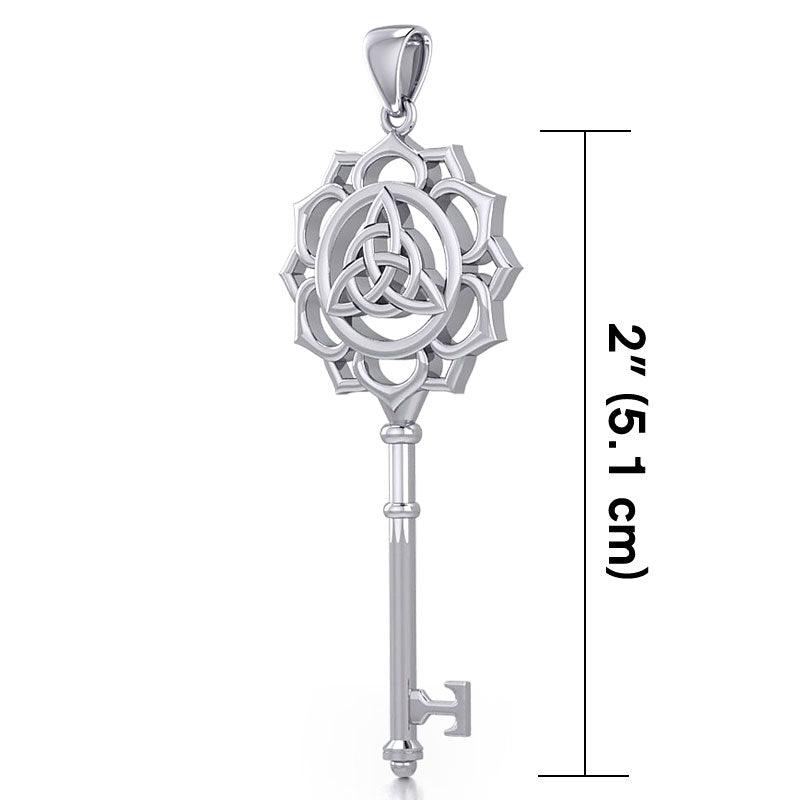 Celtic Triquetra Spiritual Enchantment Key Sterling Silver Pendant