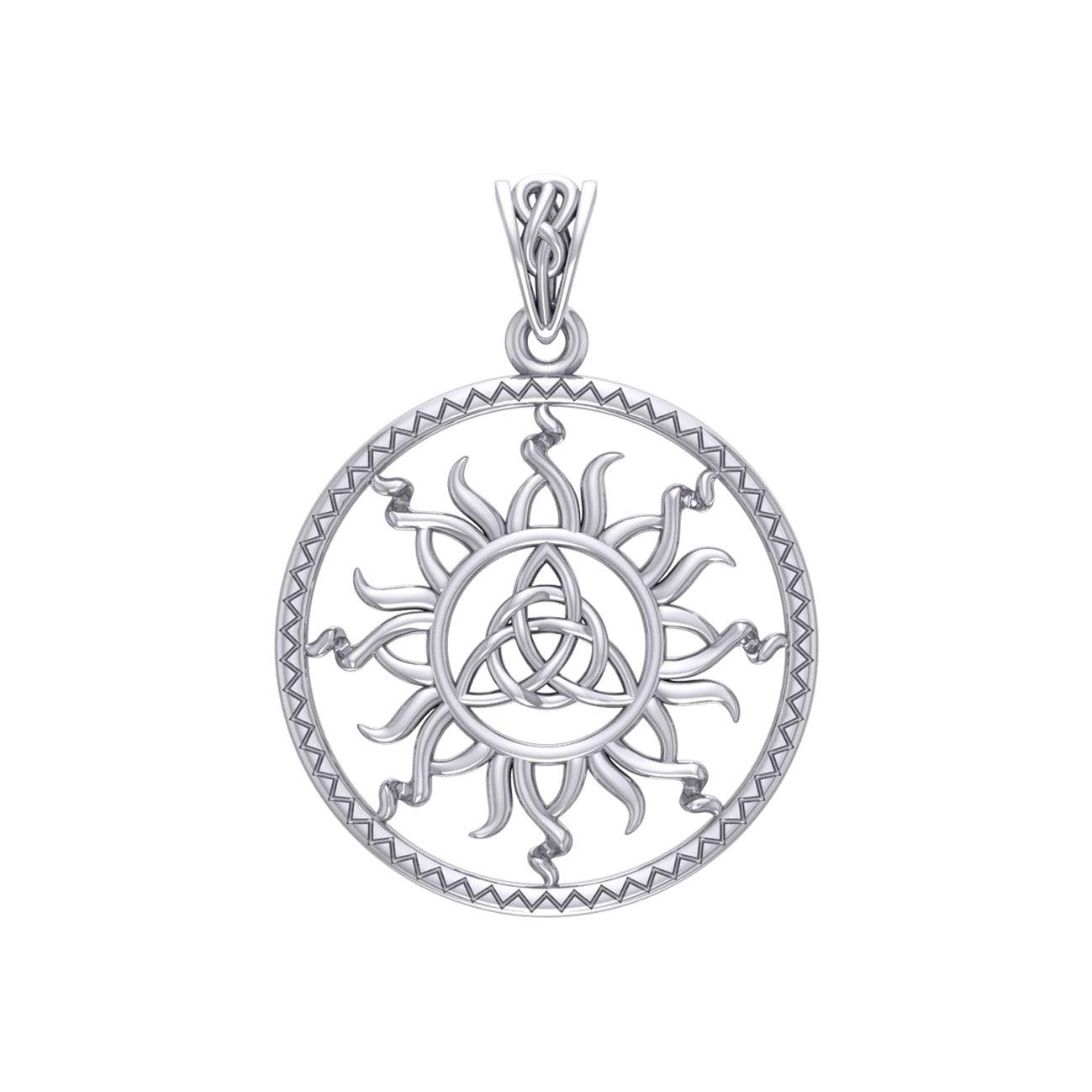 The Sun and Celtic Triquetra Sterling Silver Pendant