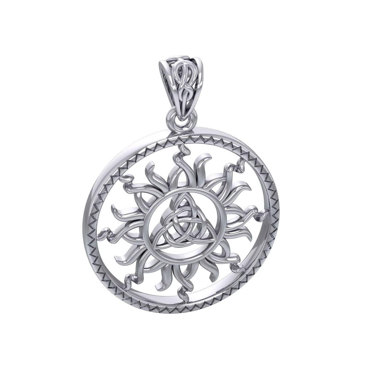 The Sun and Celtic Triquetra Sterling Silver Pendant