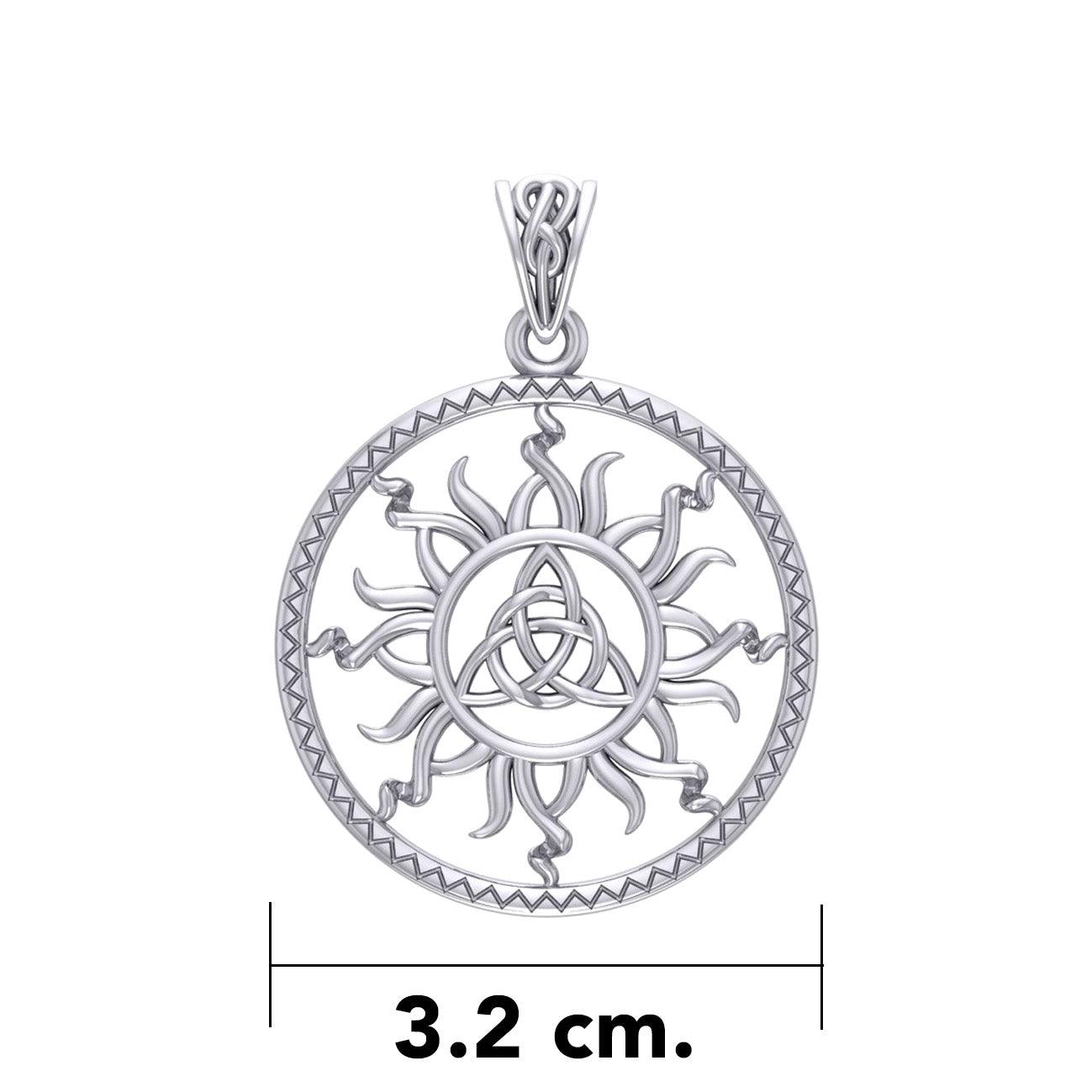 The Sun and Celtic Triquetra Sterling Silver Pendant