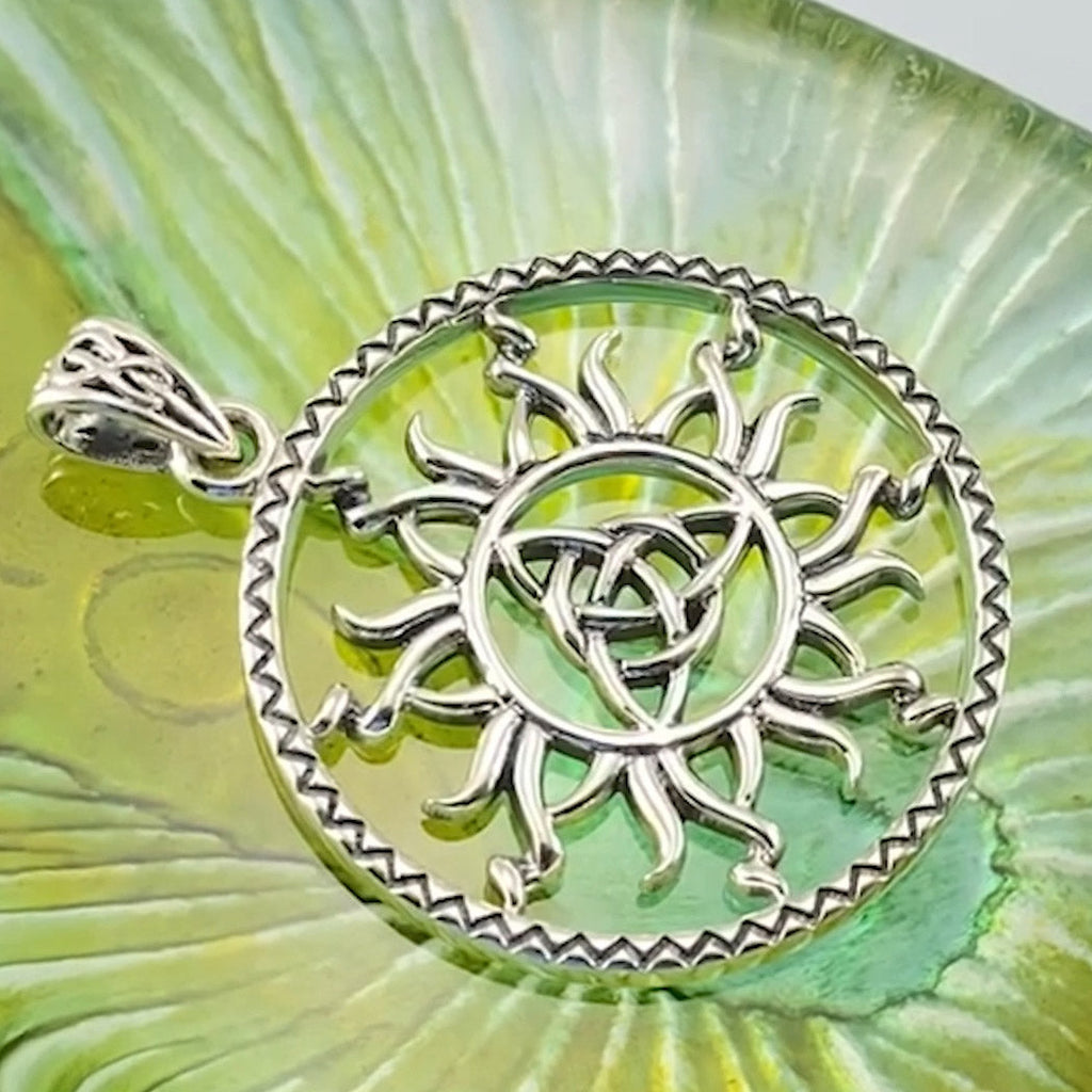 The Sun and Celtic Triquetra Sterling Silver Pendant