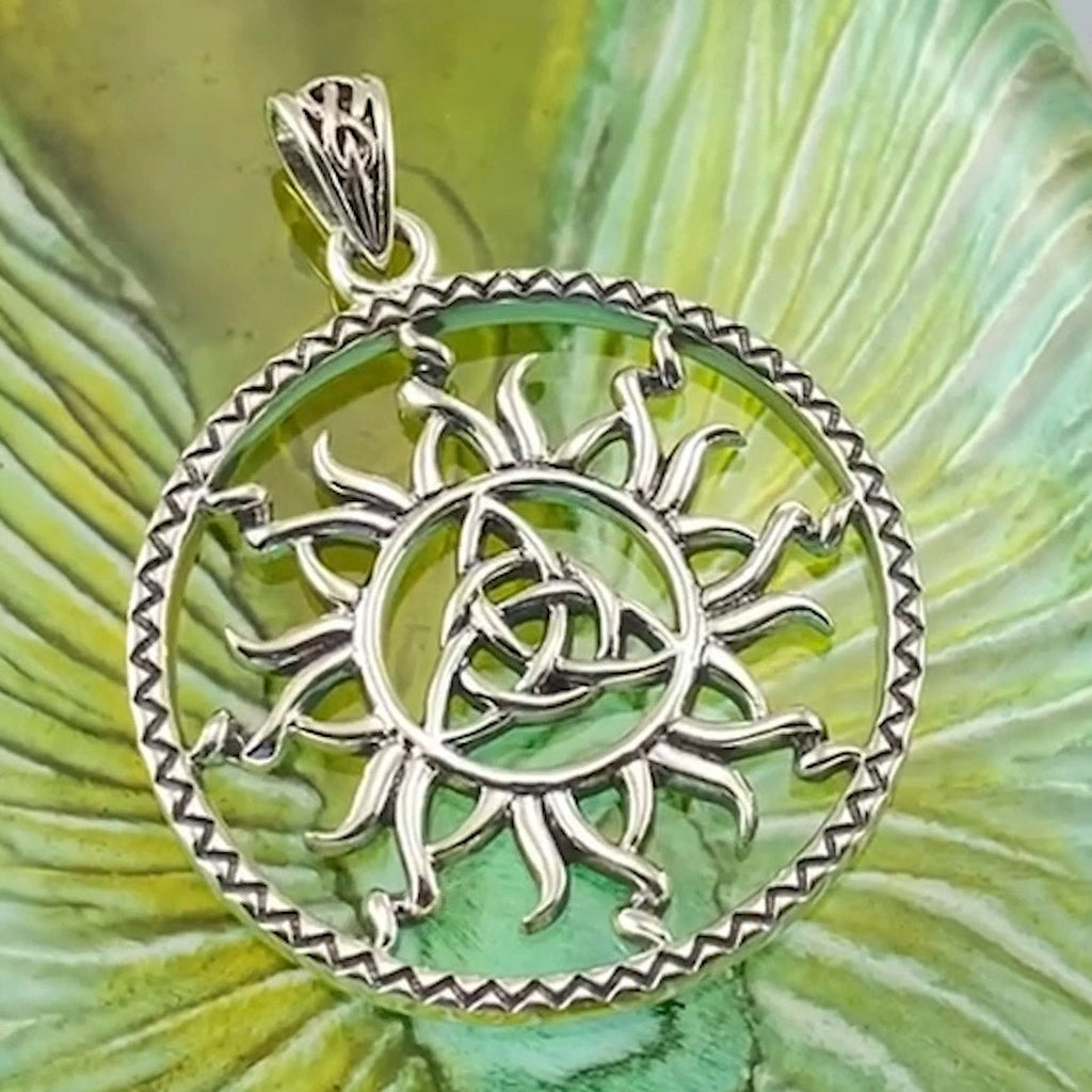 The Sun and Celtic Triquetra Sterling Silver Pendant