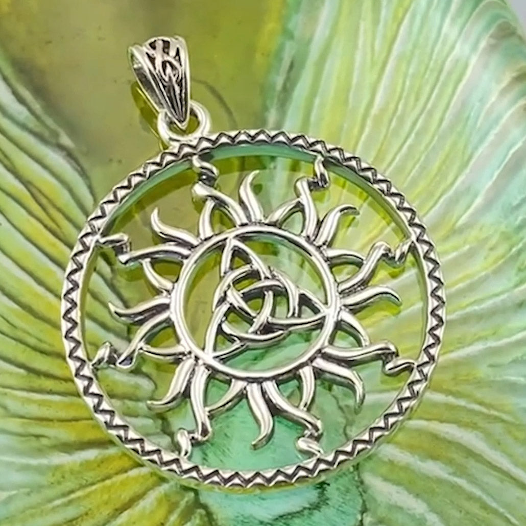 The Sun and Celtic Triquetra Sterling Silver Pendant