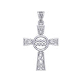 Celtic Cross Aquarius Astrology Zodiac Sign Sterling Silver Pendant