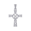 Celtic Cross Taurus Astrology Zodiac Sign Silver Pendant