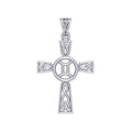 Celtic Cross Gemini Astrology Zodiac Sign Silver Pendant
