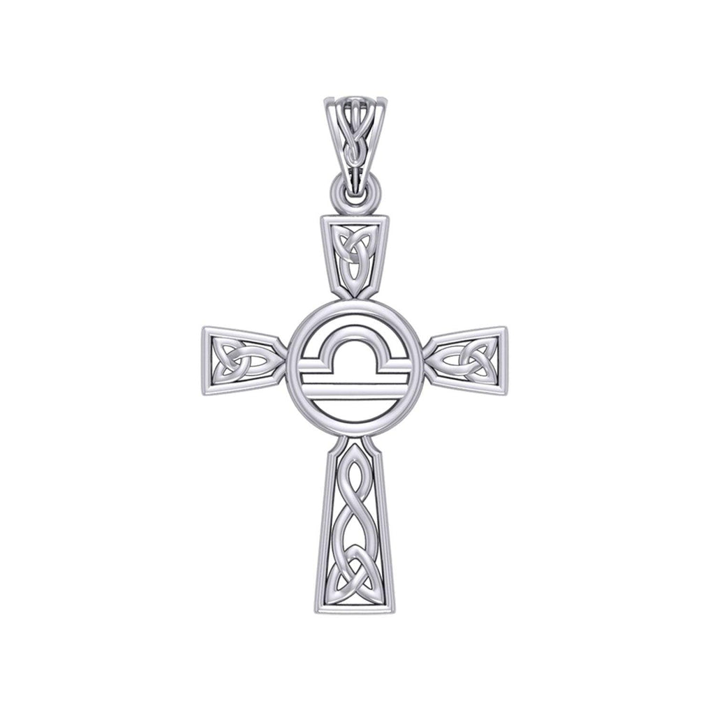 Celtic Cross Libra Astrology Zodiac Sign Sterling Silver Pendant