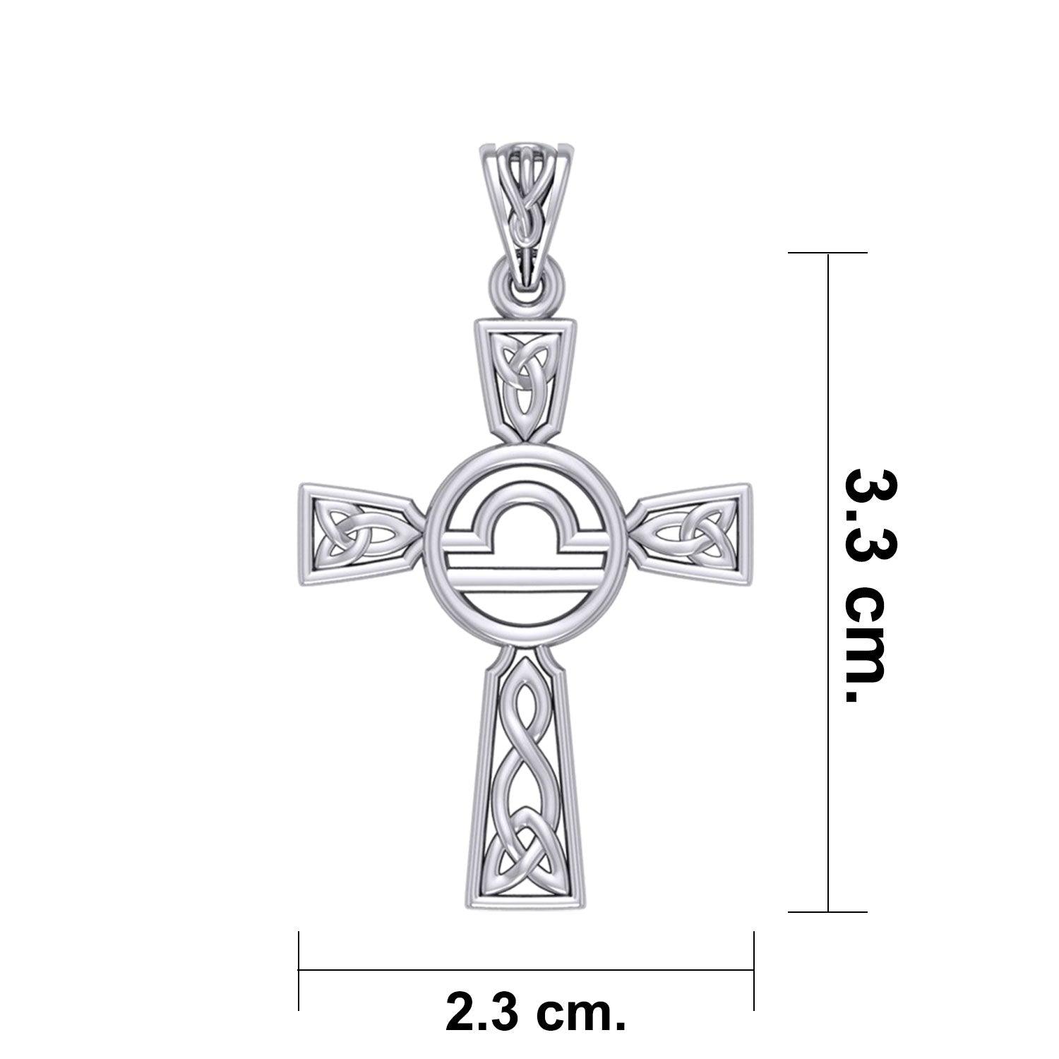 Celtic Cross Libra Astrology Zodiac Sign Sterling Silver Pendant