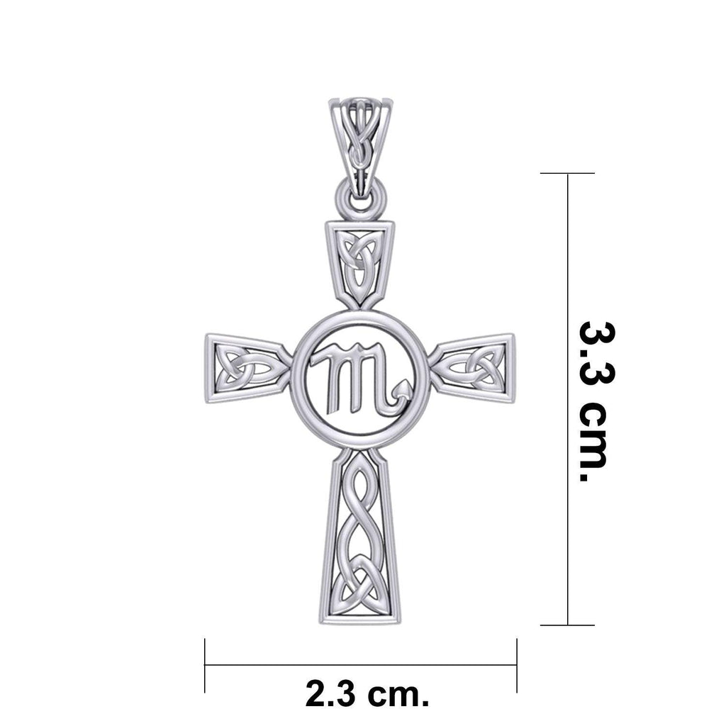 Celtic Cross Scorpio Astrology Zodiac Sign Silver Pendant
