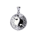 Celtic Yin Yang Cat Silver Pendant