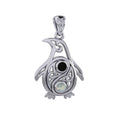 Celtic Yin Yang Spirit of The Antarctic Penguin Silver Pendant with Gem