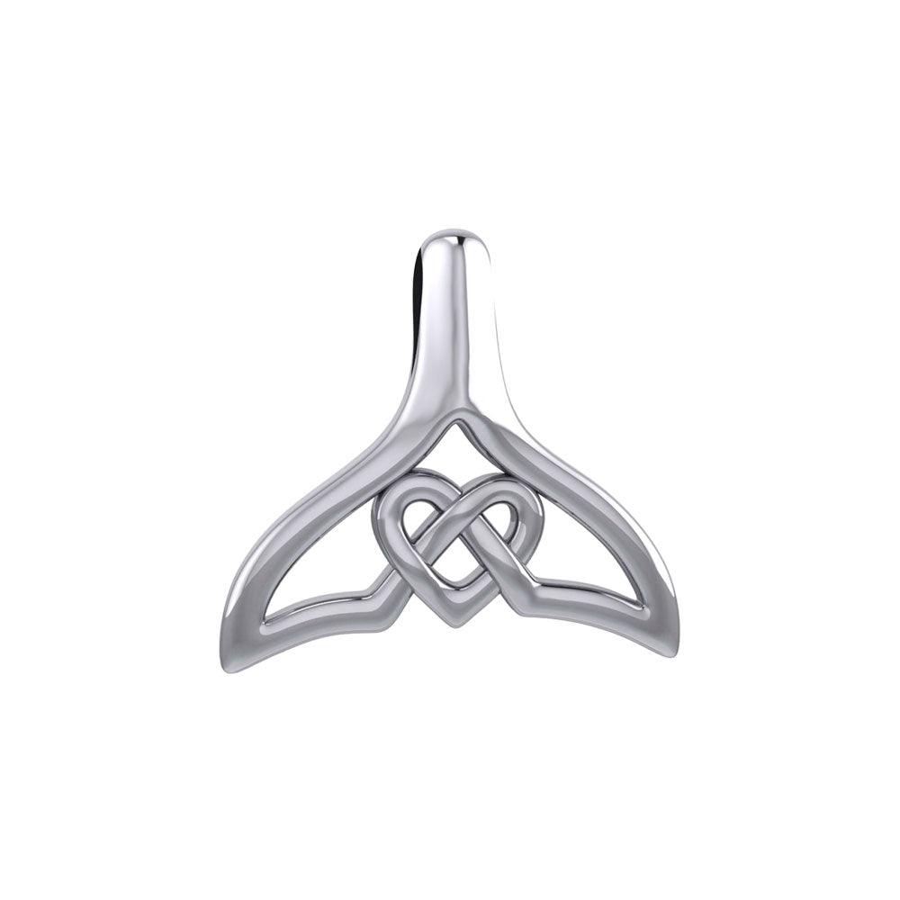 Whale Tail and Celtic Heart Silver Pendant