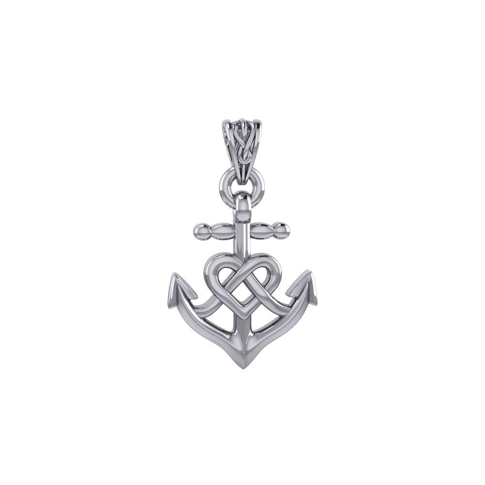 Celtic Heart With Anchor Silver Pendant