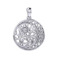 The Yin Yang Tree of Life on Celtic Crescent Moon Sterling Silver Pendant