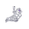 Seal with double Celtic Heart and Gemstone Eye Silver Pendant