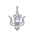 Cuttlefish with Celtic Heart and Gemstone Eyes Silver Pendant