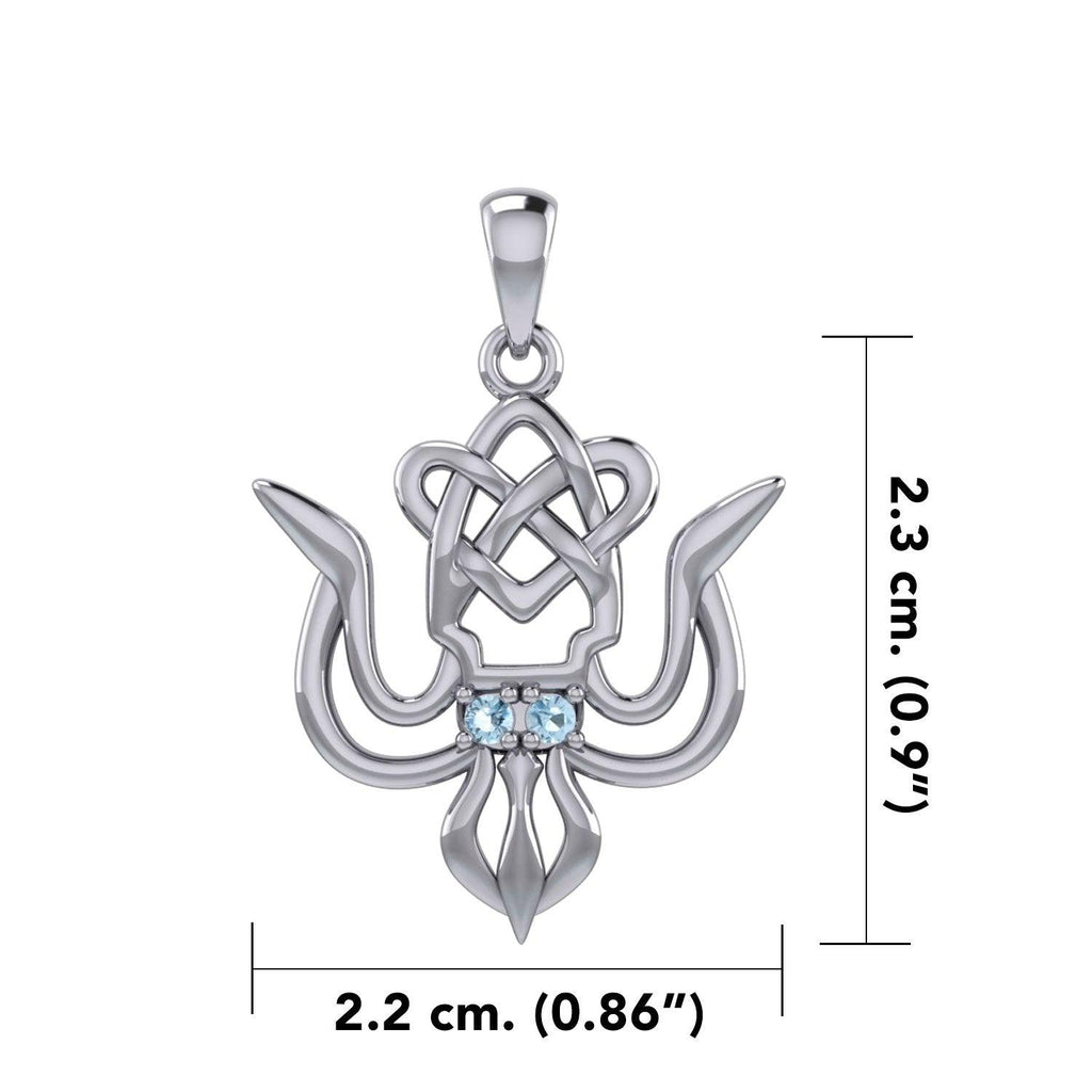Cuttlefish with Celtic Heart and Gemstone Eyes Silver Pendant