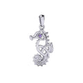 Celtic Seahorse And Double Heart With Stone Pendant