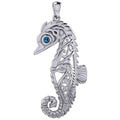 Large Seahorse Silver Pendant with Baby Seahorse